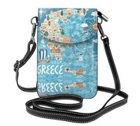 YzgWjBhd Petit sac à bandoulière avec motif carte de la Grèce, sac à main imprimé pour téléphone portable avec fentes pour cartes, sac à main à bandoulière avec sangle
