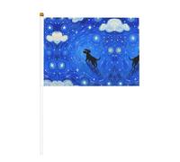 YzgWjBhd Petits drapeaux sur bâton, drapeau à main imprimé chien noir, mini drapeau amusant pour décoration de vacances