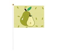 YzgWjBhd Petits drapeaux sur bâton, drapeau à main imprimé poire de dessin animé, mini drapeau amusant pour décoration de vacances