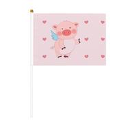 YzgWjBhd Petits drapeaux sur bâton, drapeau de dessin animé imprimé cochon volant, mini drapeau amusant pour décoration de vacances