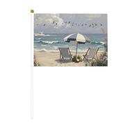 YzgWjBhd Petits drapeaux sur bâton, drapeau imprimé bord de mer, mini drapeau amusant pour décoration de vacances