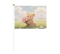 YzgWjBhd Petits drapeaux sur bâton, drapeau imprimé ours à main, mini drapeau amusant pour décoration de vacances