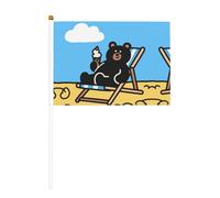 YzgWjBhd Petits drapeaux sur bâton, drapeau imprimé ours noir, mini drapeau amusant pour décoration de vacances