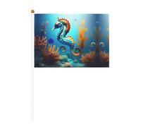 YzgWjBhd Petits drapeaux sur bâton, hippocampe corail des fonds marins, mini drapeau amusant pour décoration de vacances