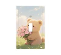 YzgWjBhd Plaques murales pour prises électriques - Couvertures en polycarbonate incassable - Motif ours imprimé - Dimensions (L x H x l) : 7,7 x 12,7 x 0,5 cm
