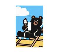 YzgWjBhd Plaques murales pour prises électriques, motif ours noir, couvertures incassables en polycarbonate, dimensions 7,7 x 12,7 x 0,5 cm