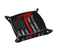 YzgWjBhd Plateau de valet de qualité supérieure pour homme et femme, plateau de bureau imprimé, support de drapeau amusant de pompier, hache rouge, porte-drapeau, articles divers, plateau d'entrée
