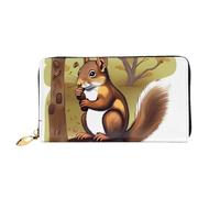 YzgWjBhd Portefeuille en cuir imprimé écureuil mangeur de noix, portefeuille élégant pour femme avec porte-cartes de crédit, organisateur d'argent, noir, taille unique