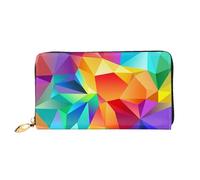 YzgWjBhd Portefeuille en cuir imprimé géométrique arc-en-ciel, portefeuille élégant pour femme avec porte-cartes de crédit, organiseur d'argent