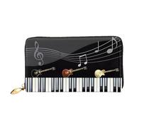 YzgWjBhd Portefeuille en cuir imprimé guitare piano élégant pour femme avec porte-cartes de crédit organisateur d'argent