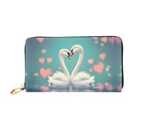 YzgWjBhd Portefeuille en cuir imprimé The Swan in Love, portefeuille élégant pour femme avec porte-cartes de crédit, organiseur d'argent, noir, taille unique