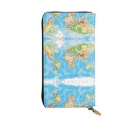 YzgWjBhd Portefeuille imprimé pour femme, carte du monde, grand portefeuille pour cartes de crédit, joli sac à main multi-poches