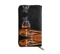 YzgWjBhd Portefeuille imprimé pour femme, cigares et whisky, grand porte-cartes de crédit, joli sac à main multi-poches, noir, taille unique