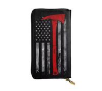 YzgWjBhd Portefeuille imprimé pour femme, hache de pompier, drapeau ligne rouge, grand portefeuille avec porte-cartes de crédit, joli sac à main long multi-poches