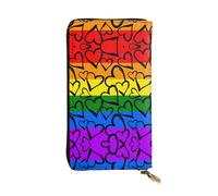 YzgWjBhd Portefeuille imprimé pour femme, motif arc-en-ciel Gay Pride, grand portefeuille pour cartes de crédit, joli sac à main multi-poches, noir, taille unique