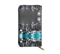 YzgWjBhd Portefeuille imprimé pour femme, peintures de New York, grand porte-cartes de crédit, joli sac à main multi-poches, noir, taille unique