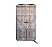 YzgWjBhd Portefeuille imprimé pour femme, porte en bois de grange de campagne, grand portefeuille porte-cartes de crédit, joli sac à main multi-poches, noir, taille unique