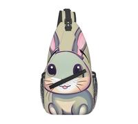 YzgWjBhd Sac à dos à bandoulière en diagonale avec imprimé carte du monde de dessin animé, 19,1 x 8,9 x 38,9 cm, Adorable petit lapin, One Size