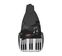YzgWjBhd Sac à dos croisé pour homme avec imprimé de faisan en diagonale, joli sac à dos à bandoulière, 19,1 x 8,9 x 38,9 cm (L x l x H), Motif piano guitare, One Size