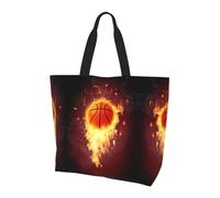 YzgWjBhd Sac fourre-tout mignon pour femme avec motif de scie à chaîne pleurante, grand sac de courses, drôle et léger pour porter au quotidien, Ballon de basket Fired Up, One Size