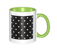 YzgWjBhd Tasse à café cylindrique en céramique avec poignée, motif à pois noirs et blancs, pour café, thé, cappuccino, cacao (vert)