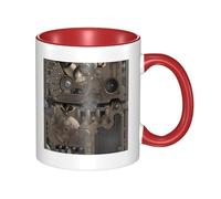 YzgWjBhd Tasse à café en céramique avec engrenages mécaniques steampunk avec poignée, tasse à café cylindrique amusante pour café, thé, cappuccino, cacao (rouge)