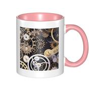 YzgWjBhd Tasse à café en céramique avec engrenages mécaniques steampunk avec poignée, tasse à café cylindrique amusante pour café, thé, cappuccino, cacao (rose)