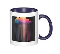 YzgWjBhd Tasse à café en céramique avec poignée et imprimé arc-en-ciel coloré, tasse à café cylindrique amusante pour café, thé, cappuccino, cacao (bleu marine)