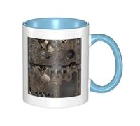 YzgWjBhd Tasse à café en céramique avec poignée et motif engrenages mécaniques Steampunk - Tasse à café cylindrique amusante pour café, thé, cappuccino, cacao (bleu ciel)