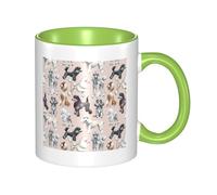 YzgWjBhd Tasse à café en céramique avec poignée, motif caniches, tasse à café cylindrique amusante pour café, thé, cappuccino, cacao (vert)