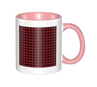 YzgWjBhd Tasse à café en céramique avec poignée - Motif écossais rouge et noir - Tasse à café cylindrique amusante pour café, thé, cappuccino, cacao (rose)