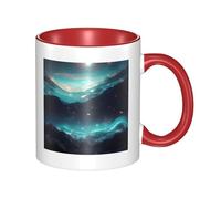 YzgWjBhd Tasse à café en céramique avec poignée - Motif étoiles de science-fiction - Tasse à café cylindrique amusante pour café, thé, cappuccino, cacao (rouge)