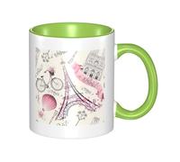 YzgWjBhd Tasse à café en céramique avec poignée - Motif Tour Eiffel Paris - Tasse à café cylindrique amusante pour café, thé, cappuccino, cacao (vert)