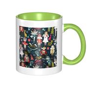YzgWjBhd Tasse à café en céramique pour femme avec poignée, motif casse-noisette, ballet de Noël, tasse à café cylindrique amusante pour café, thé, cappuccino, cacao (vert)