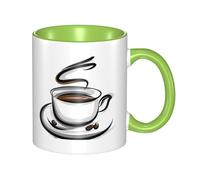 YzgWjBhd Tasse à café et grains de café en céramique avec poignée, tasse à café cylindrique amusante pour café, thé, cappuccino, cacao (vert)