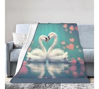 YzgWjBhd The swan in Love - Couverture polaire imprimée pour lit, canapé et voyage, couverture d'extérieur pour toutes les saisons, 203,2 x 152,4 cm