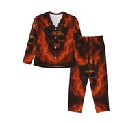 YzgWjBhd Vêtements de nuit à manches longues pour femme avec poches, motif tête de mort, couronne, vêtements de détente pour femme, Noir , S