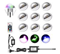 YZGWZLD Spot Led Encastrable Exterieur - Mini Spot Led Pour Terrasse RGB Multicolore Led Exterieur Terrasse Lampe Kit Lot de 10 IP67 Etanche, Ø35mm 0.4W DC12V Pour Chemin Bois Piscine Escalier