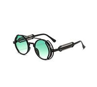 YZH Lunettes de soleil steampunk rétro pour homme - Lunettes rondes punk style gothique 2021 vintage UV400 pour femme, Vert
