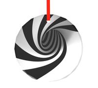 YZHYWJFF Abstrait Cercle Tourbillon Imprimé Rond Verre Pendentif, Décoration Sapin de Noël