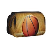 YZHYWJFF Basketball Arena Trousse à stylos à double clapet avec 2 poches zippées, parfaite pour l'école, les croquis et les voyages, Noir , Taille unique, Trousse de maquillage