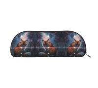 YZHYWJFF Fox On The Galaxy Sac de rangement semi-circulaire en cuir imprimé, convient pour l'école, le travail et les voyages d'affaires, Argenté., Taille unique, Trousse de toilette