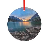 YZHYWJFF Glacier National Park Pendentif circulaire en verre pour décoration de sapin de Noël