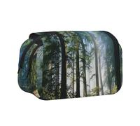 YZHYWJFF National Parks Sunshine Trees Trousse à stylos double clapet avec 2 poches zippées, parfaite pour l'école, les croquis et les voyages, Noir , Taille unique, Trousse de maquillage