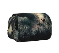 YZHYWJFF Night Crow Trousse à stylos à double clapet avec 2 poches zippées, parfaite pour l'école, les croquis et les voyages, Noir , Taille unique, Trousse de maquillage