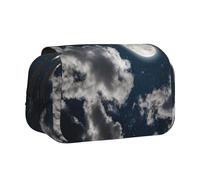 YZHYWJFF Night Sky Trousse à stylos à double clapet avec 2 poches zippées, parfaite pour l'école, les croquis et les voyages, Noir , Taille unique, Trousse de maquillage