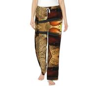 YZHYWJFF Pantalon de pyjama pour femme avec imprimé violon et livre, confortable et tendance pour les week-ends paresseux, blanc, L