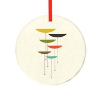 YZHYWJFF Pendentif circulaire en verre imprimé moderne du milieu du siècle, décoration d'arbre de Noël
