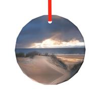 YZHYWJFF Pendentif rond en verre imprimé Beach Dunes - Décoration d'arbre de Noël