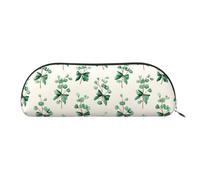 YZHYWJFF Sac de rangement semi-circulaire en cuir imprimé avec branches d'eucalyptus de dessin animé, adapté pour l'école, le travail et les voyages d'affaires, Argenté., Taille unique, Trousse de